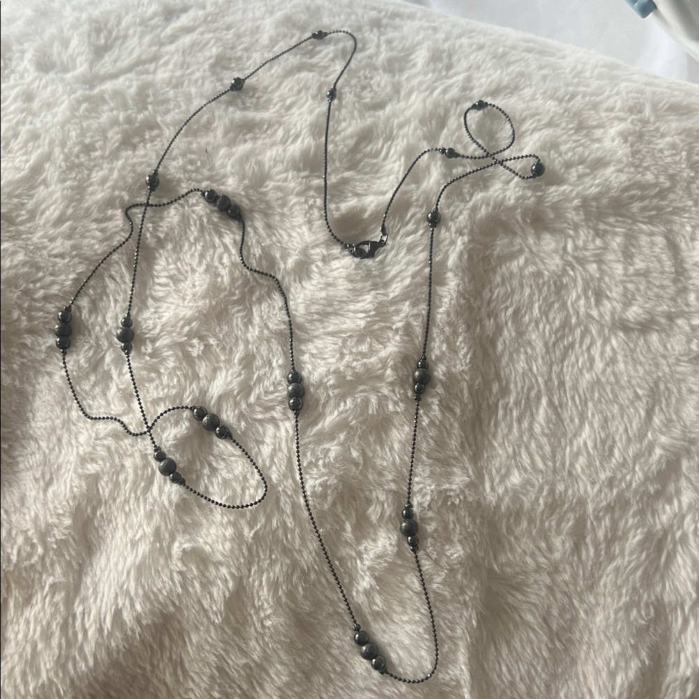 Ann Taylor Black Beaded Necklace